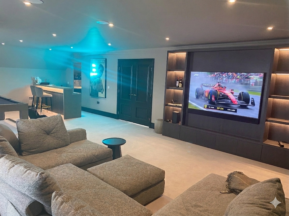 Bar and TV room in Surrey Man Cave Solutions